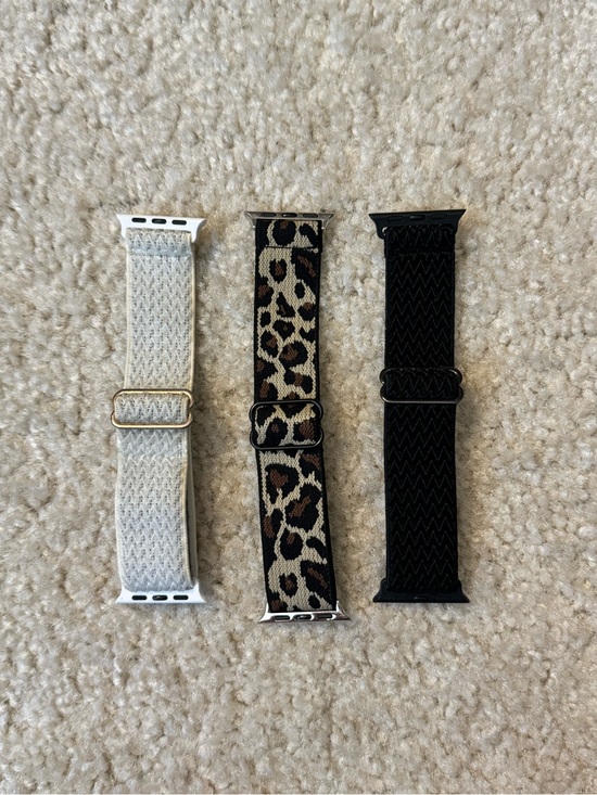 Accessories - Interchangeable Apple Watch Sport Loop Straps - White, Leopard, Black